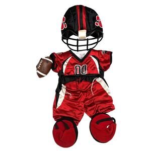BUILD A BEAR Workshop Outfit -Red/Black Football Uniform w/ Football & Shoes